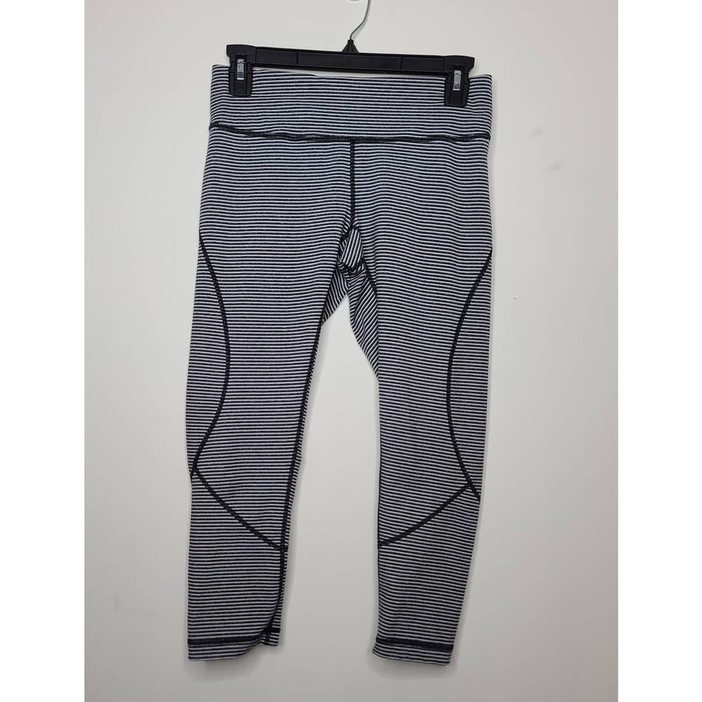 Zella black grey striped capri leggings - small